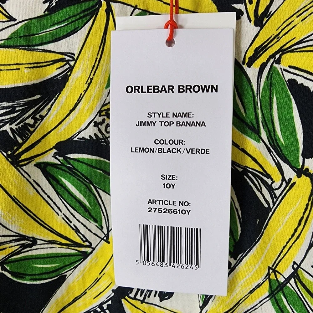 Orlebar Brown Jimmy‎ Top Banana Shirt Kids Age 10 Yellow Green 100% Cotton NEW